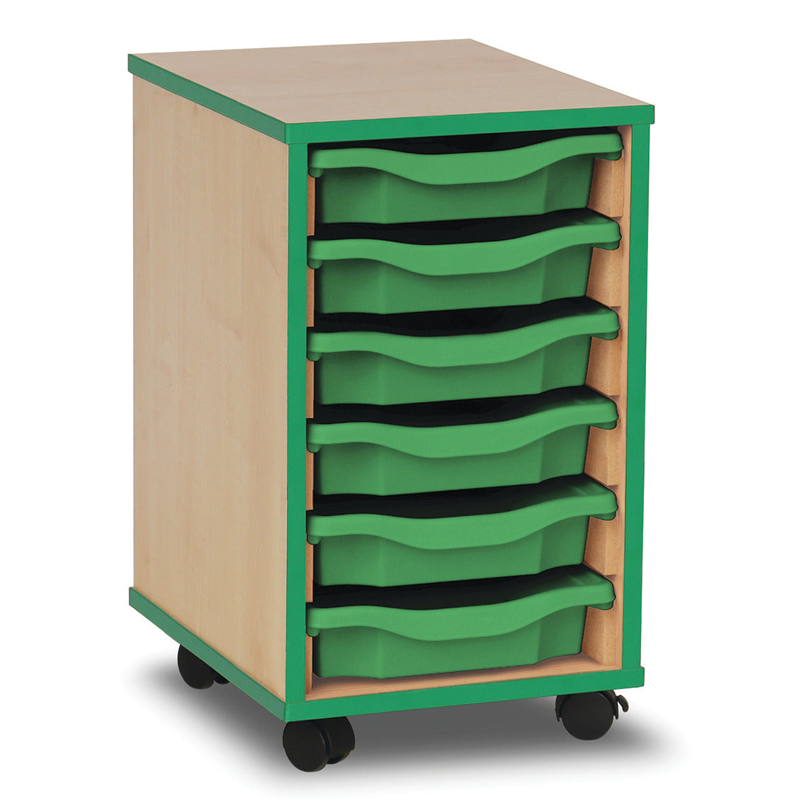 Mobile Tray Unit 6 Shallow Green