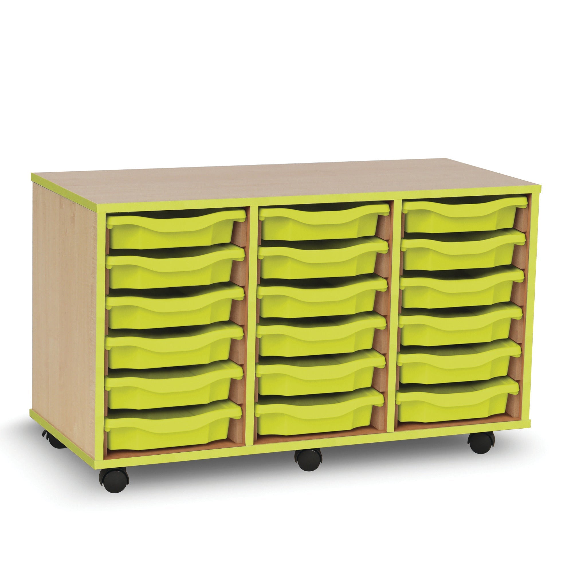 Mobile Tray Unit 18 Shallow Green
