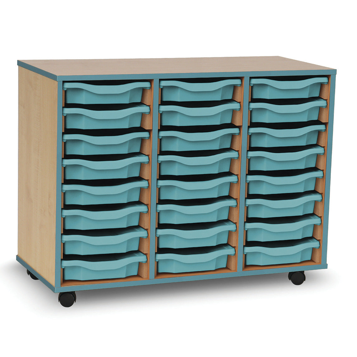Mobile Tray Unit 24 Shallow Green