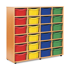 Mobile Deep Tray Unit 24 Trays Beech