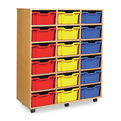 Mobile Deep Tray Unit 18 Trays Beech