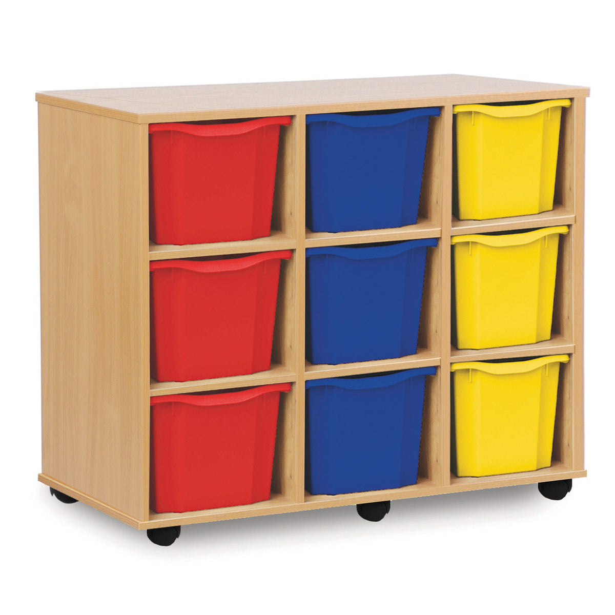 Mobile Tray Unit 3 Column Beech