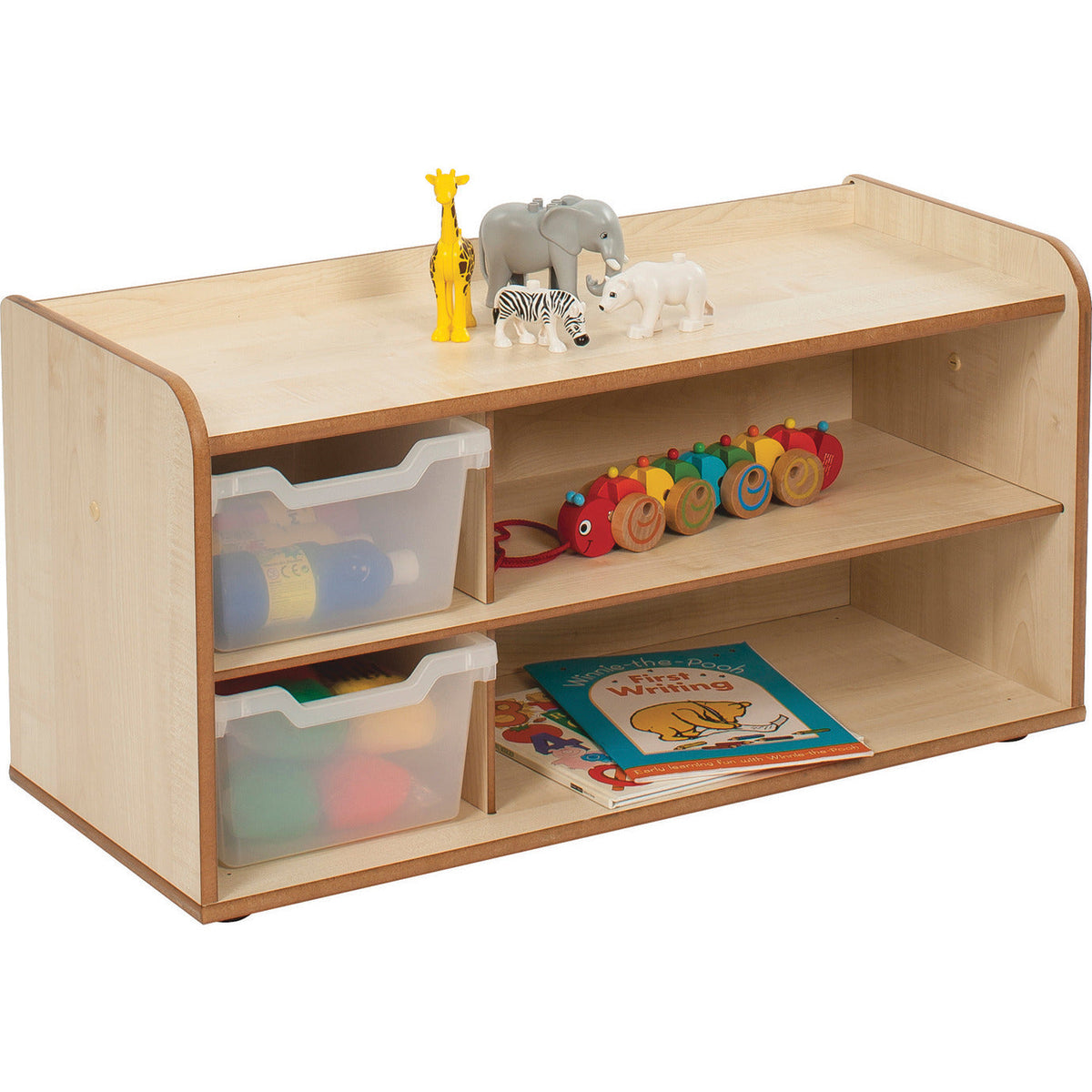 2 Tray Unit With Shelves Clear Trays