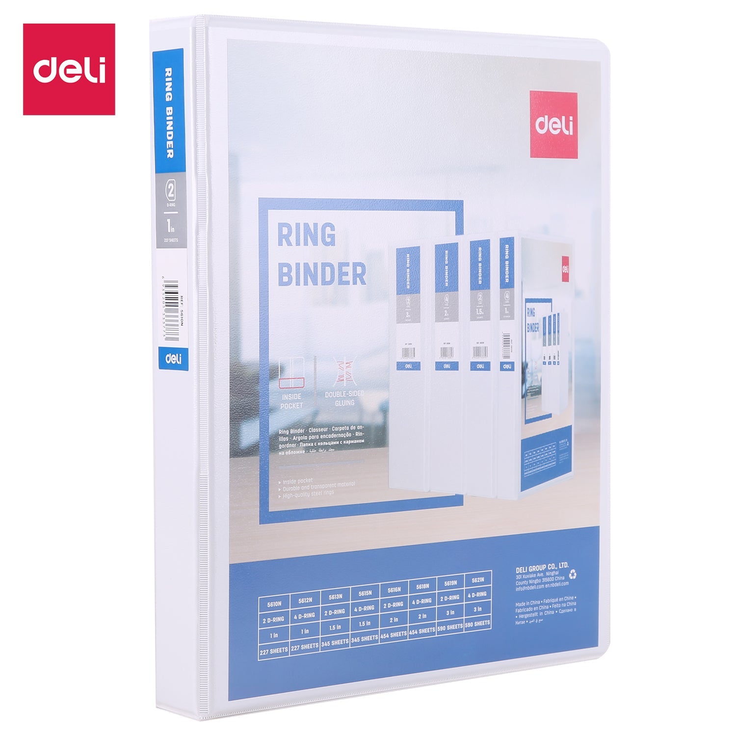 Deli E5610N Deli A4 Presentation 2D Ring Binder 1", Pack of 12 pcs