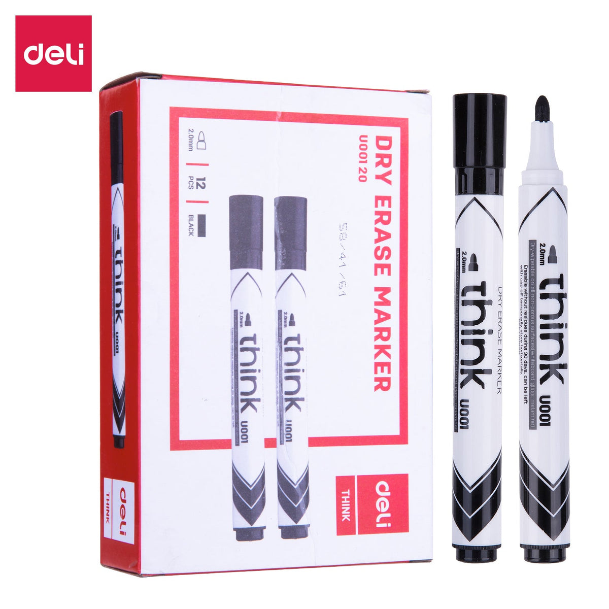 DELI EU00120 Dry Erase Marker Bullet Think Black (1x12)