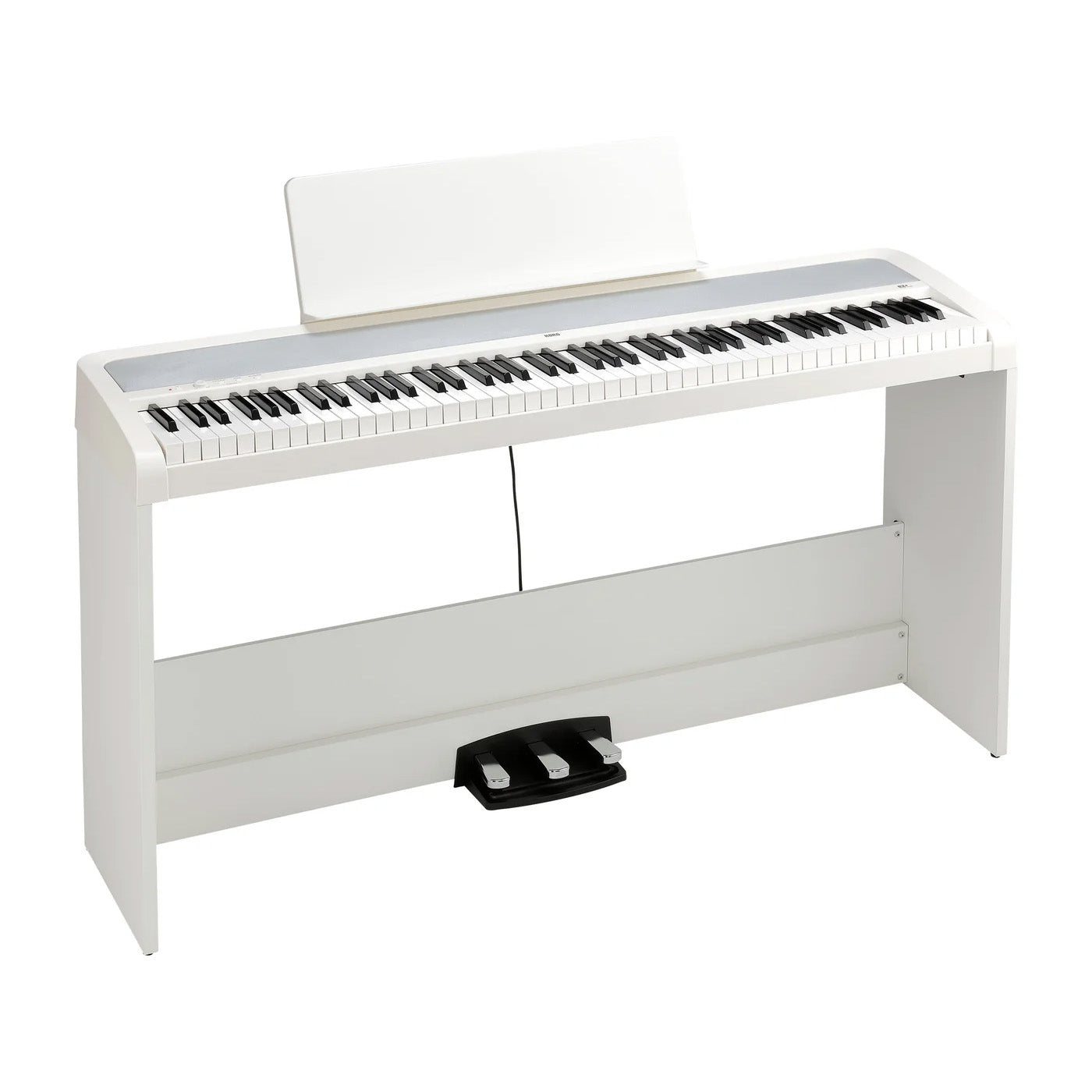Korg B2+ digital piano with fixed stand and pedals – White