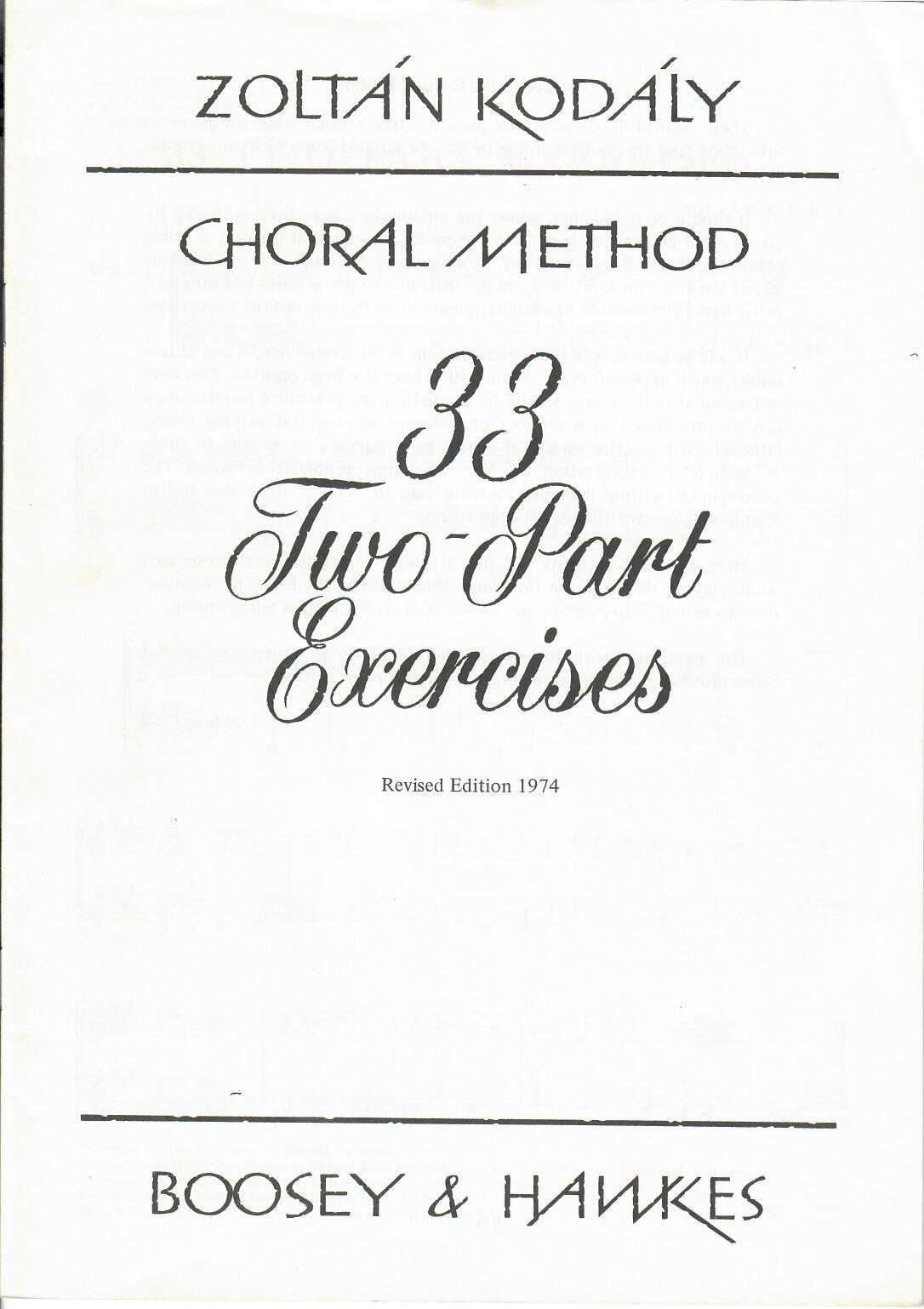 Kodaly 33 Two-Part Exercises