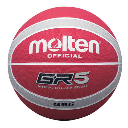 MOLTEN GR COLOURED SERIES BASKETBALL SIZE 5, RED-SILVER