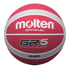 MOLTEN GR COLOURED SERIES BASKETBALL SIZE 5, RED-SILVER