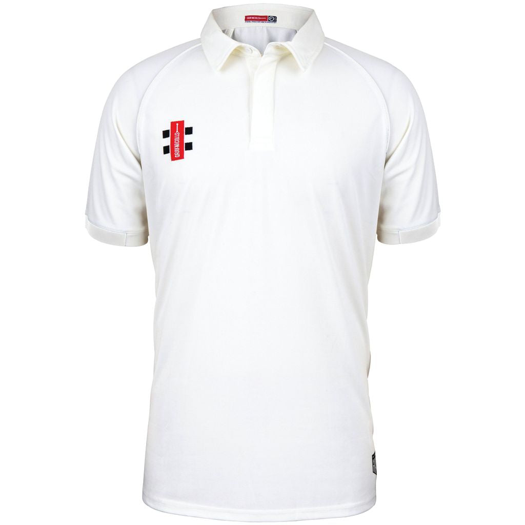 GRAY-NICHOLLS MATRIX SHORT SLEEEVE CRICKET SHIRT LARGE, 40-42-" CHEST, IVORY TRIM