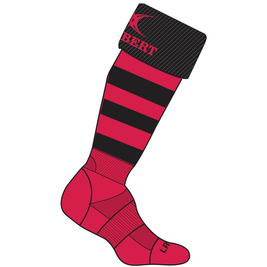 GILBERT KRYTEN II RUGBY SOCKS RED-BLACK, JUNIOR 3-6