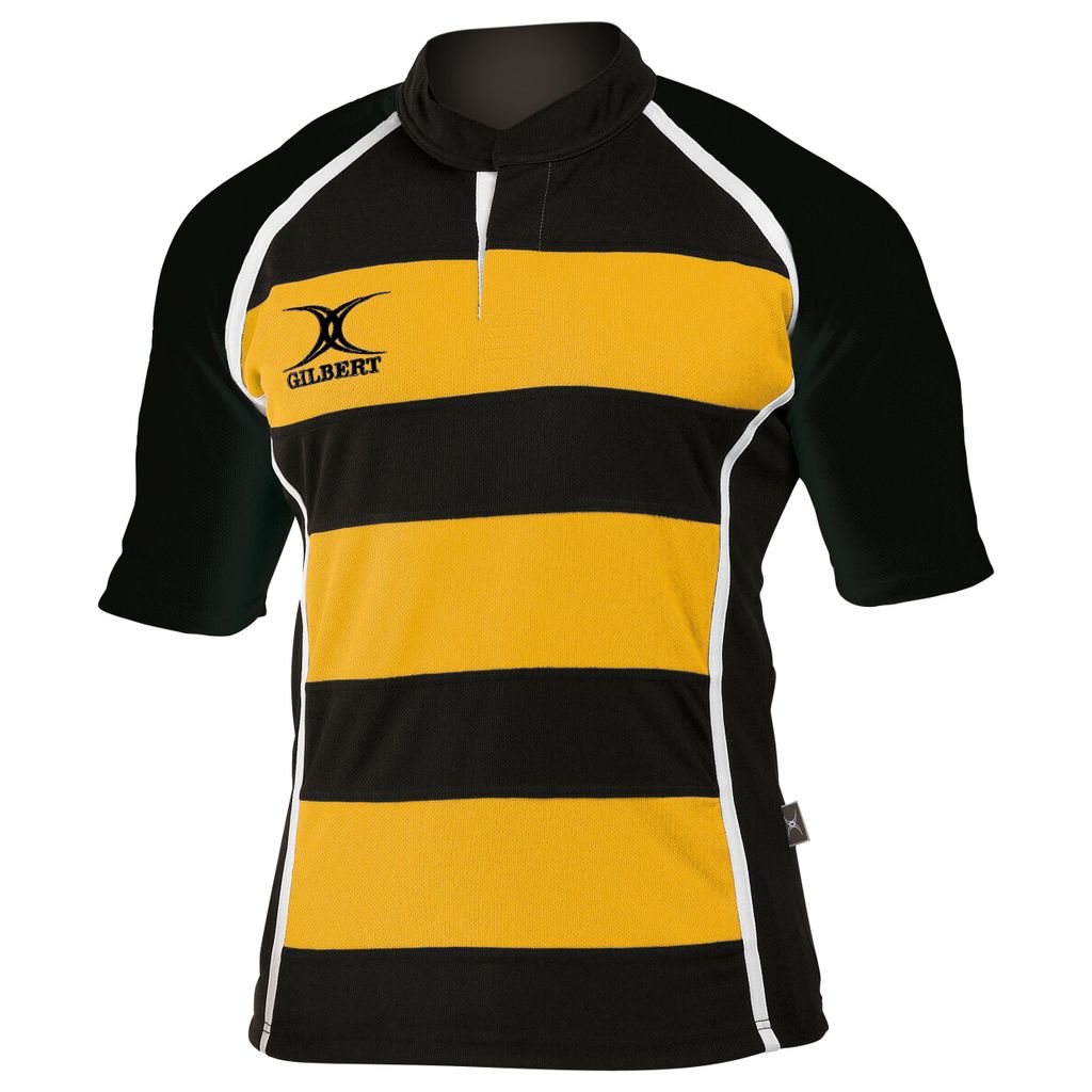 GILBERT XACT RUGBY MATCH SHIRT HOOPED AMBER-BLACK LARGE