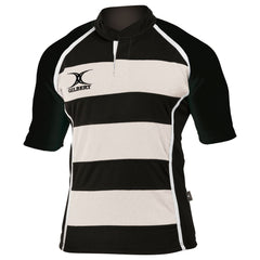 GILBERT XACT RUGBY MATCH SHIRT HOOPED BLACK-WHITE LARGE