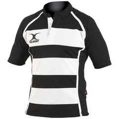 GILBERT XACT RUGBY MATCH SHIRT HOOPED BLACK-WHITE SMALL
