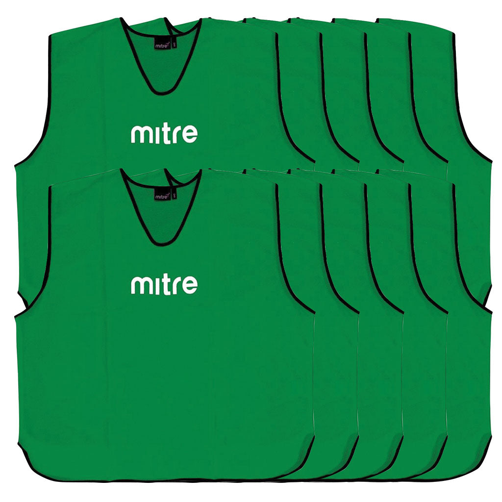 MITRE CORE TRAINING BIB GREEN, LARGE, SET OF 10