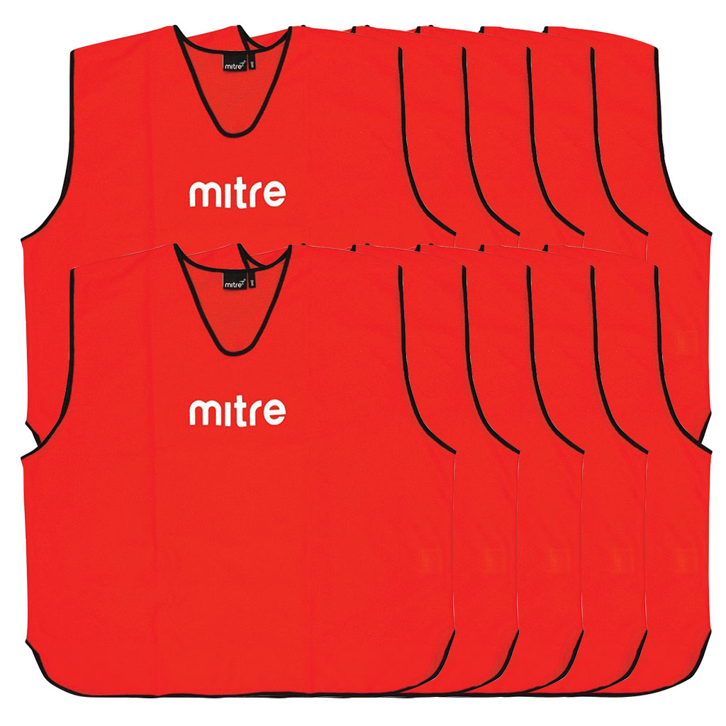 MITRE CORE TRAINING BIB RED, MEDIUM, SET OF 10