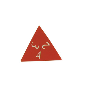 MULTI-SIDED PLATONIC PVC DICE 4-SIDED TETRAHEDRON, RED