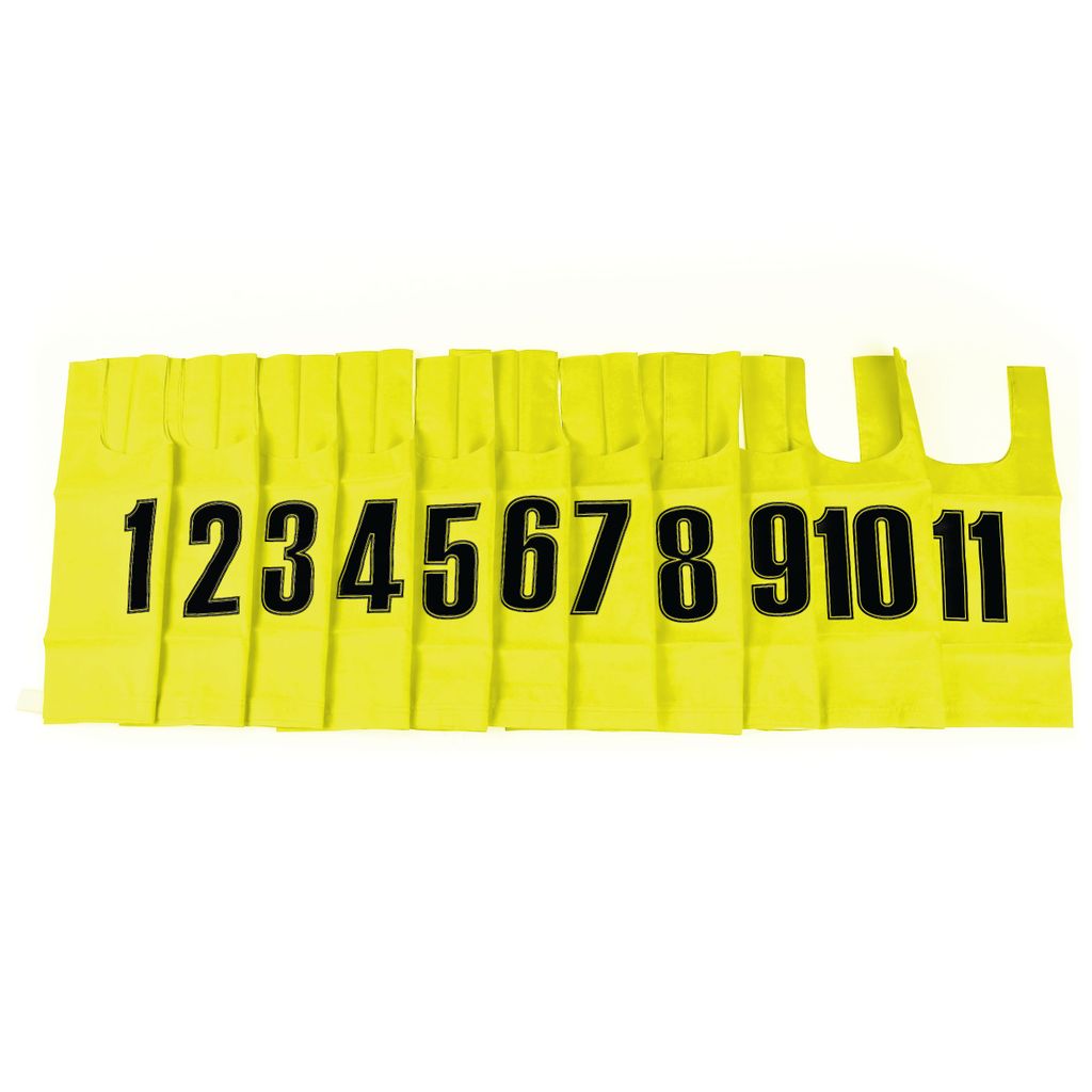 NYLON BIB MEDIUM, YELLOW, SET OF 11, PRINTED 1 - 11