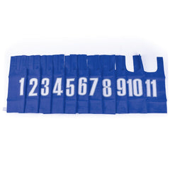 NYLON BIB SMALL, BLUE, SET OF 11, PRINTED 1 - 11