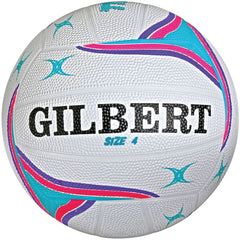 GILBERT ALL PURPOSE TRAINER NETBALL SIZE 4, WHITE-PINK-GREY