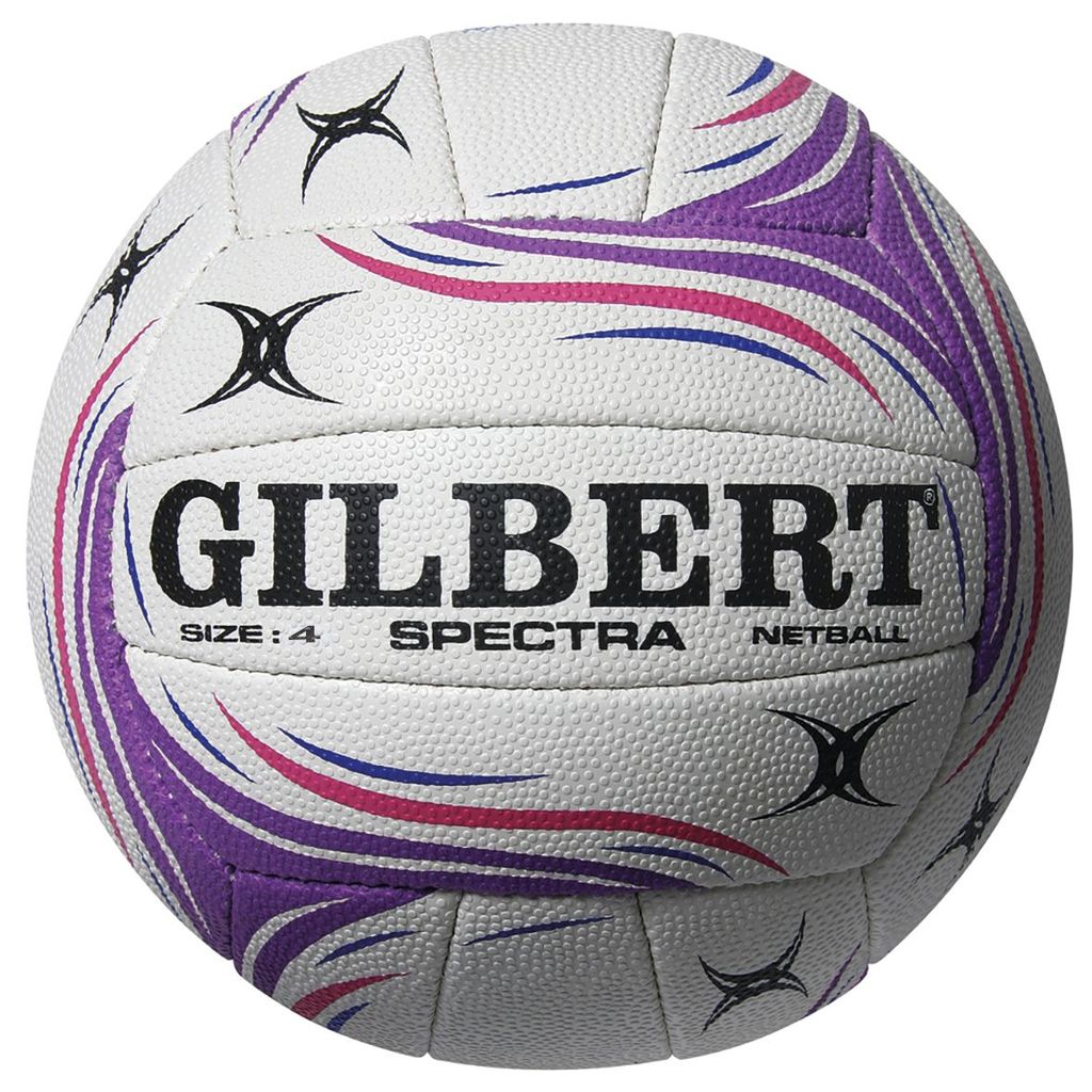 GILBERT SPECTRA NETBALL SIZE 4, WHITE-PURPLE