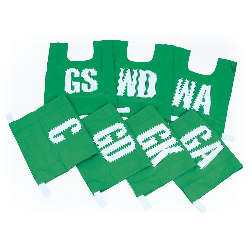 NETBALL BIB COTTON, MEDIUM, GREEN, SET OF 7