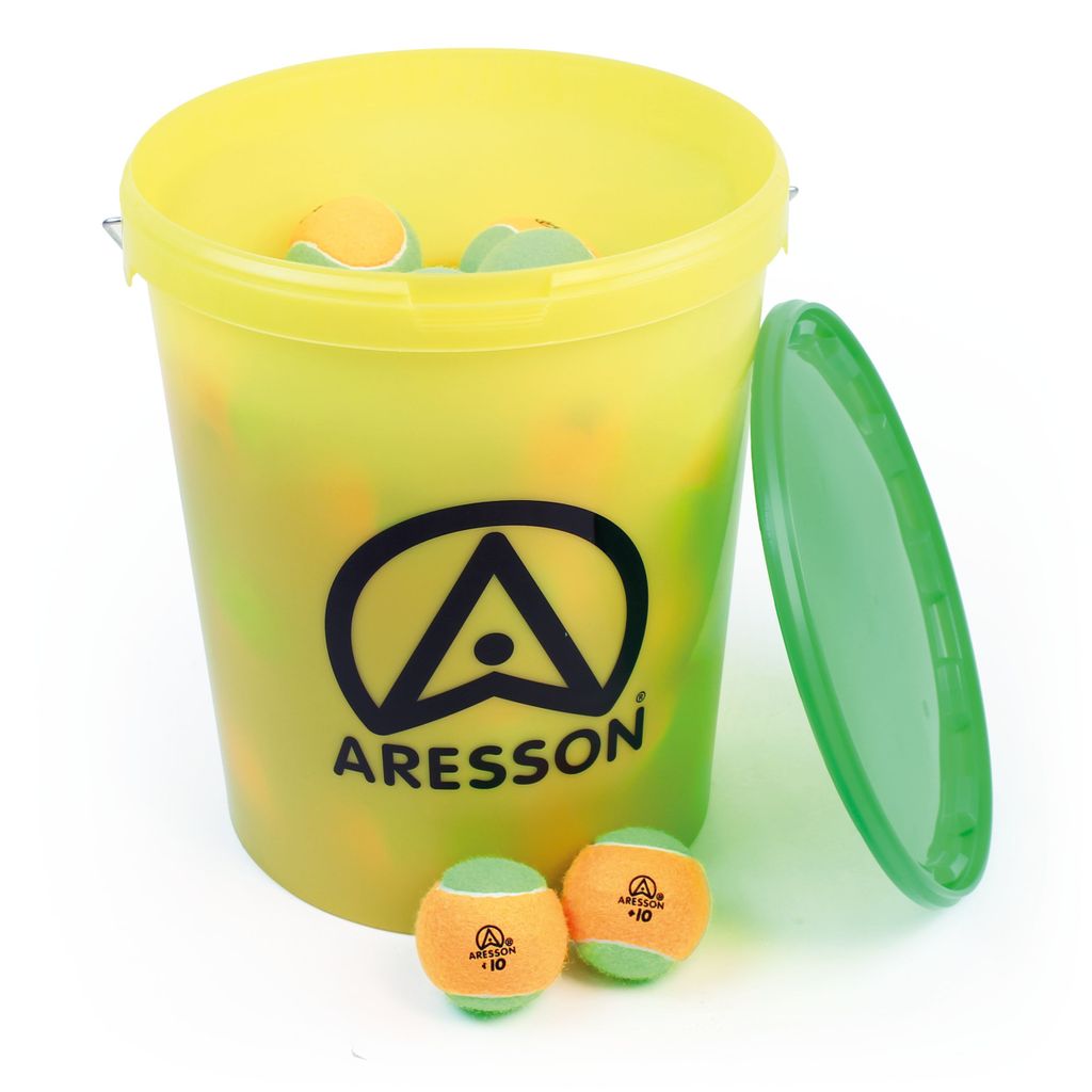 ARESSON +10 MINI TENNIS BALL, ORANGE-GREEN 46G, 75MM, BUCKET OF 40