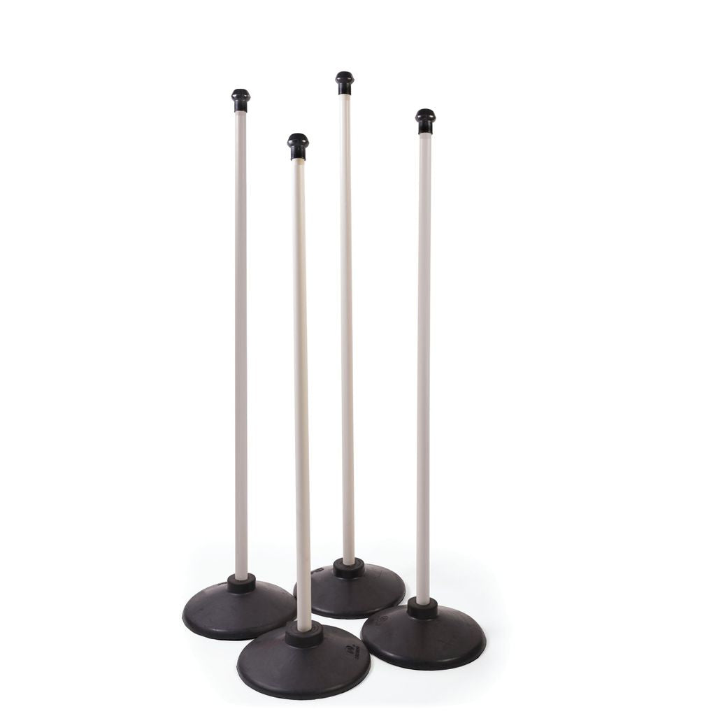 ARESSON PLASTIC ROUNDERS POSTS AND BASES 0.90M, WHITE, SET OF 4