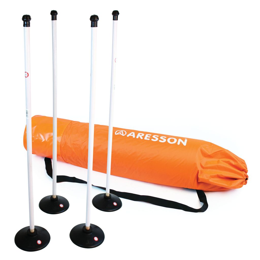 ARESSON WOODEN ROUNDERS POSTS AND BASES 1.20M, WHITE, BAG OF 4