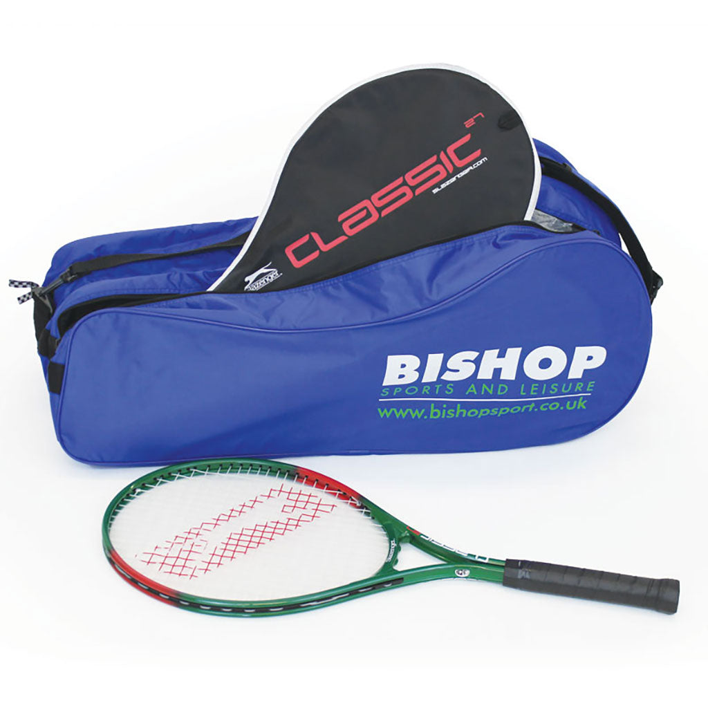 SLAZENGER CLASSIC-SMASH TENNIS RACKET 23-", RACKET BAG OF 12