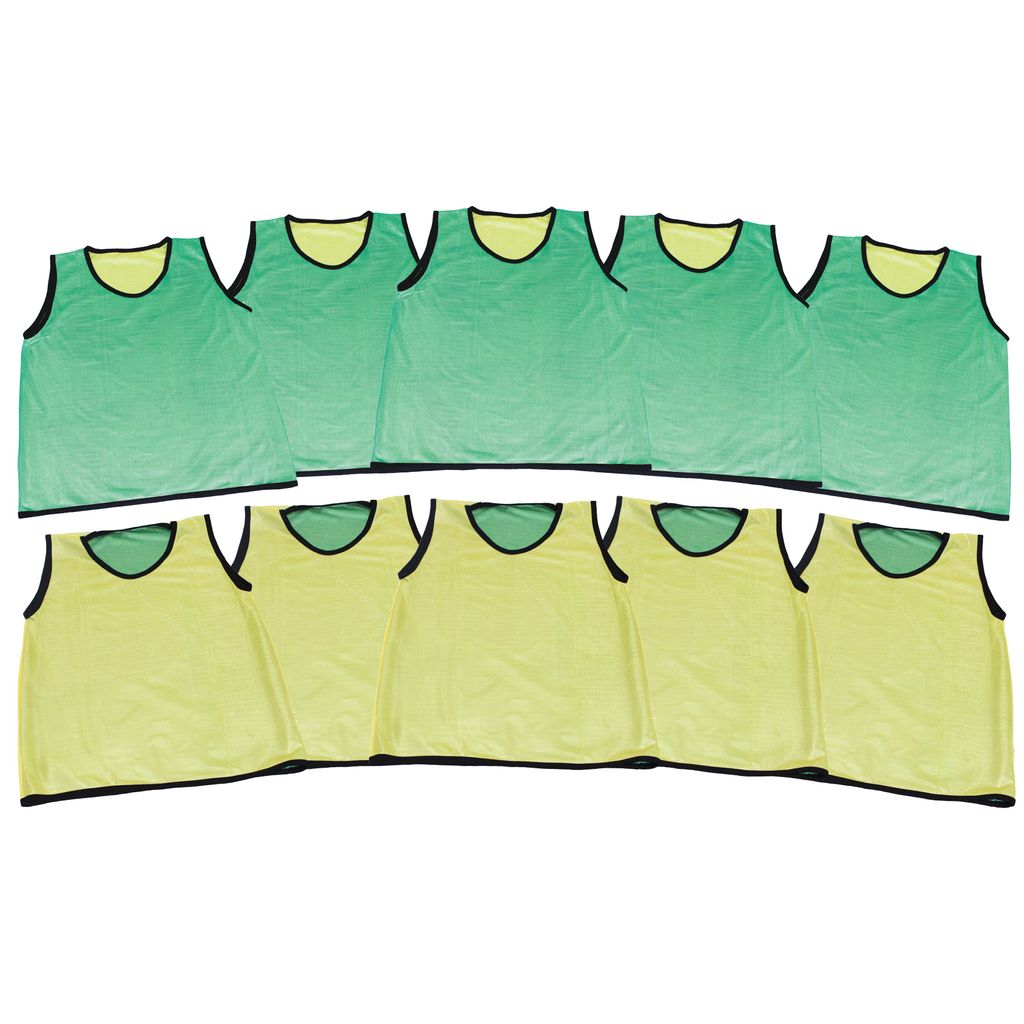 REVERSIBLE BIB  MEDIUM, GREEN-YELLOW, SET OF 10