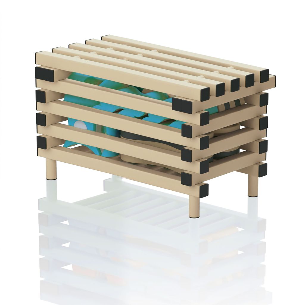 VENDIPLAS BENCH WITH STORAGE BOX BEIGE, 1.00M L X 0.49M W X 0.49M H