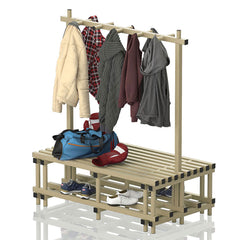 VENDIPLAS DOUBLE SIDED BENCH AND RAIL 1.50M L X 0.71M W X 0.49M H, BEIGE