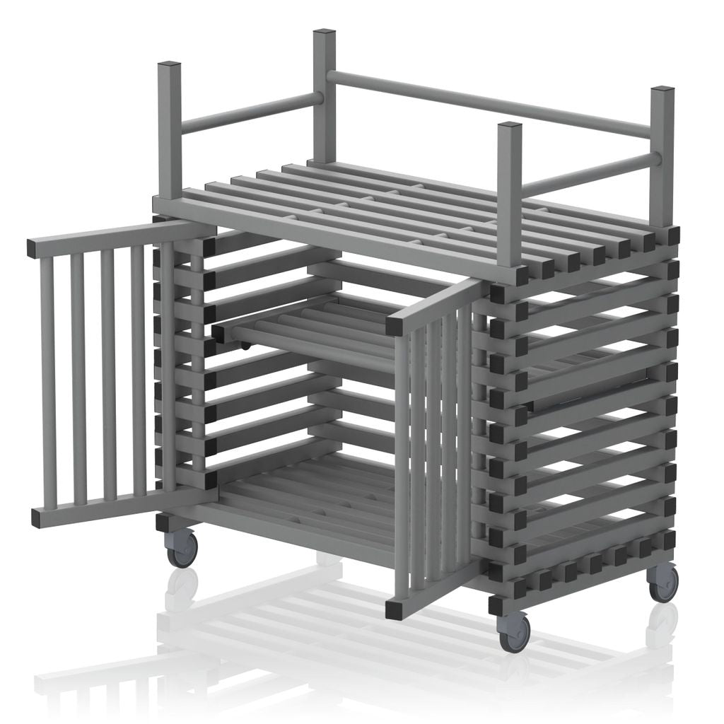 VENDIPLAS TROLLEY CABINET LARGE, GREY, C-W TOP RACK