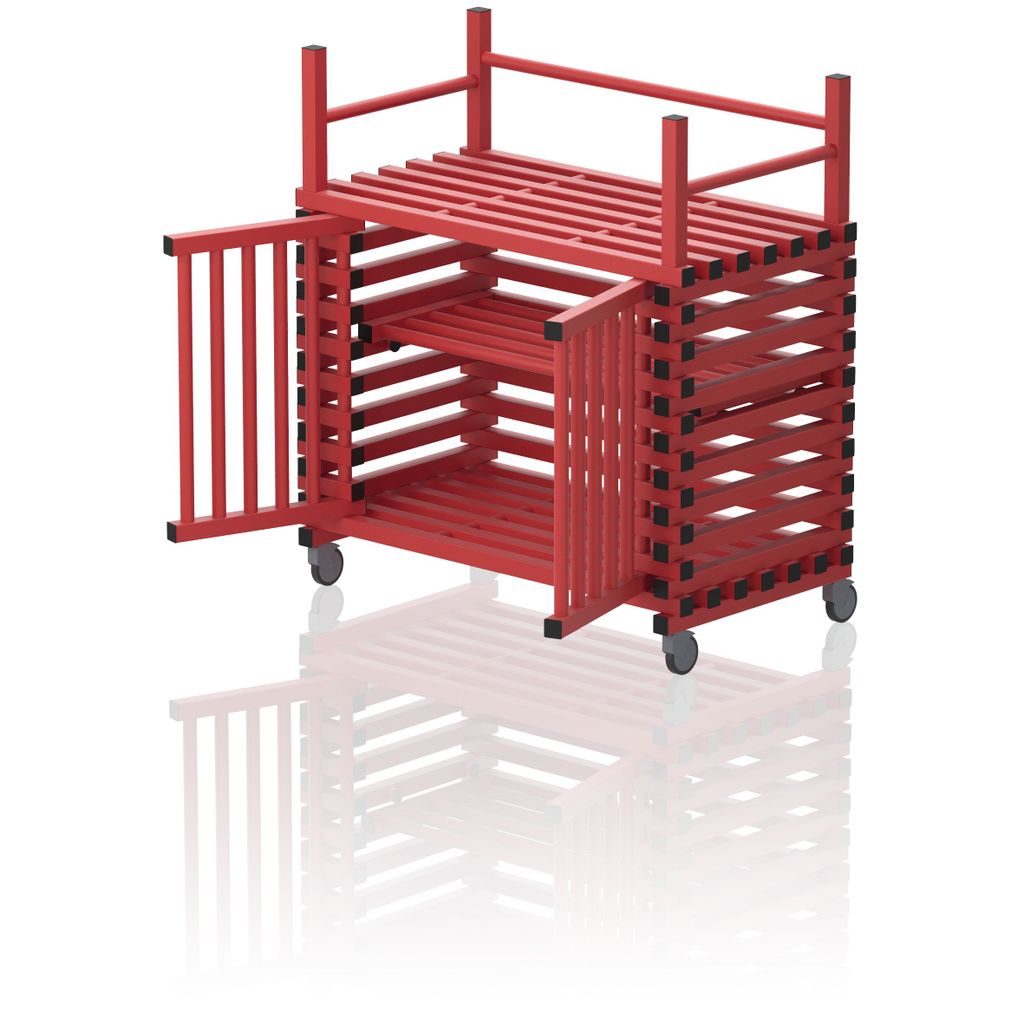 VENDIPLAS TROLLEY CABINET MEDIUM, RED, C-W TOP RACK