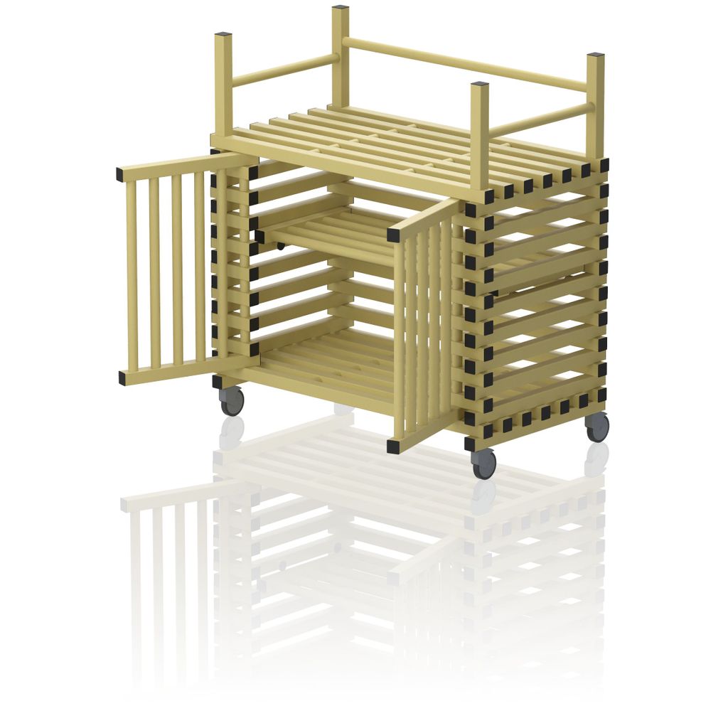 VENDIPLAS TROLLEY CABINET MEDIUM, YELLOW, C-W TOP RACK