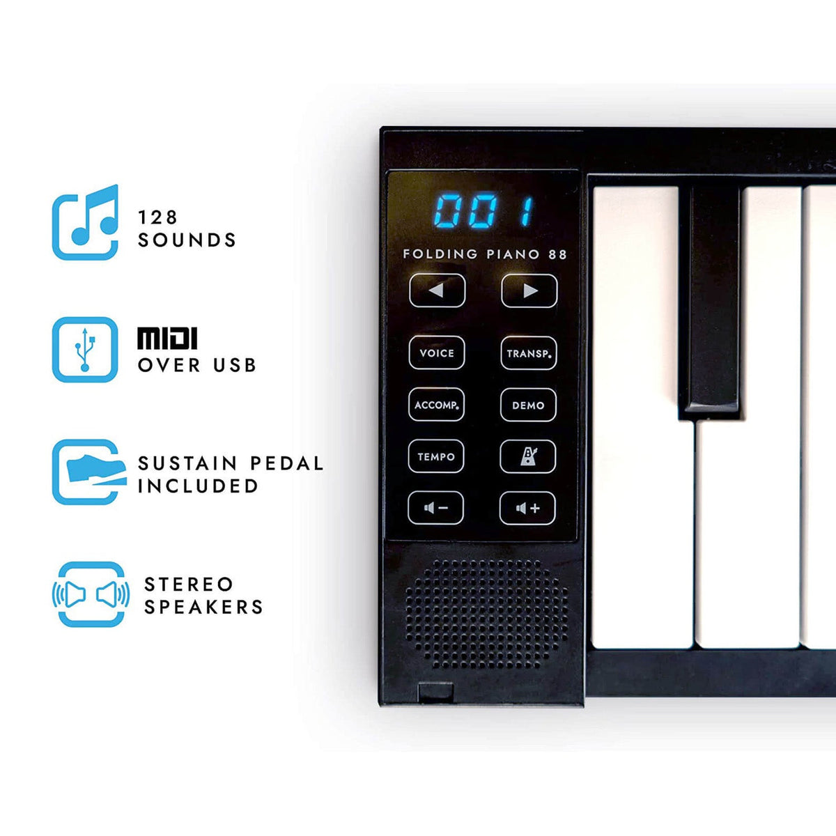 Carry-On 88-key folding portable piano - Black