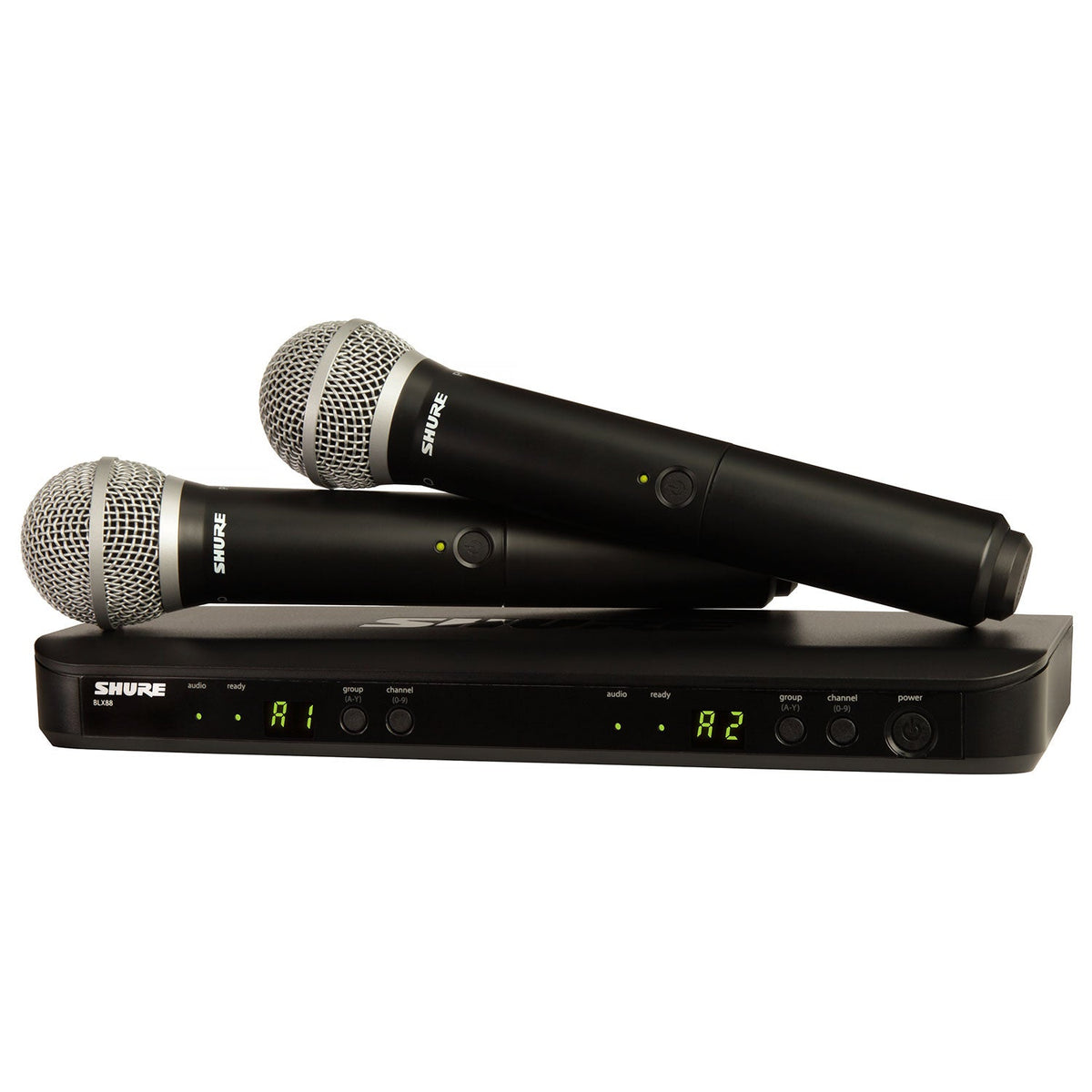 Shure wireless dual handheld system with 2 microphones
