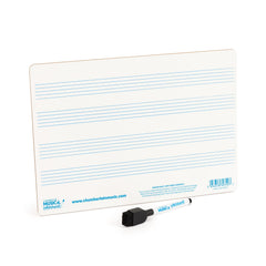 A4 mini dry-wipe music whiteboard with 4 pre-printed staves