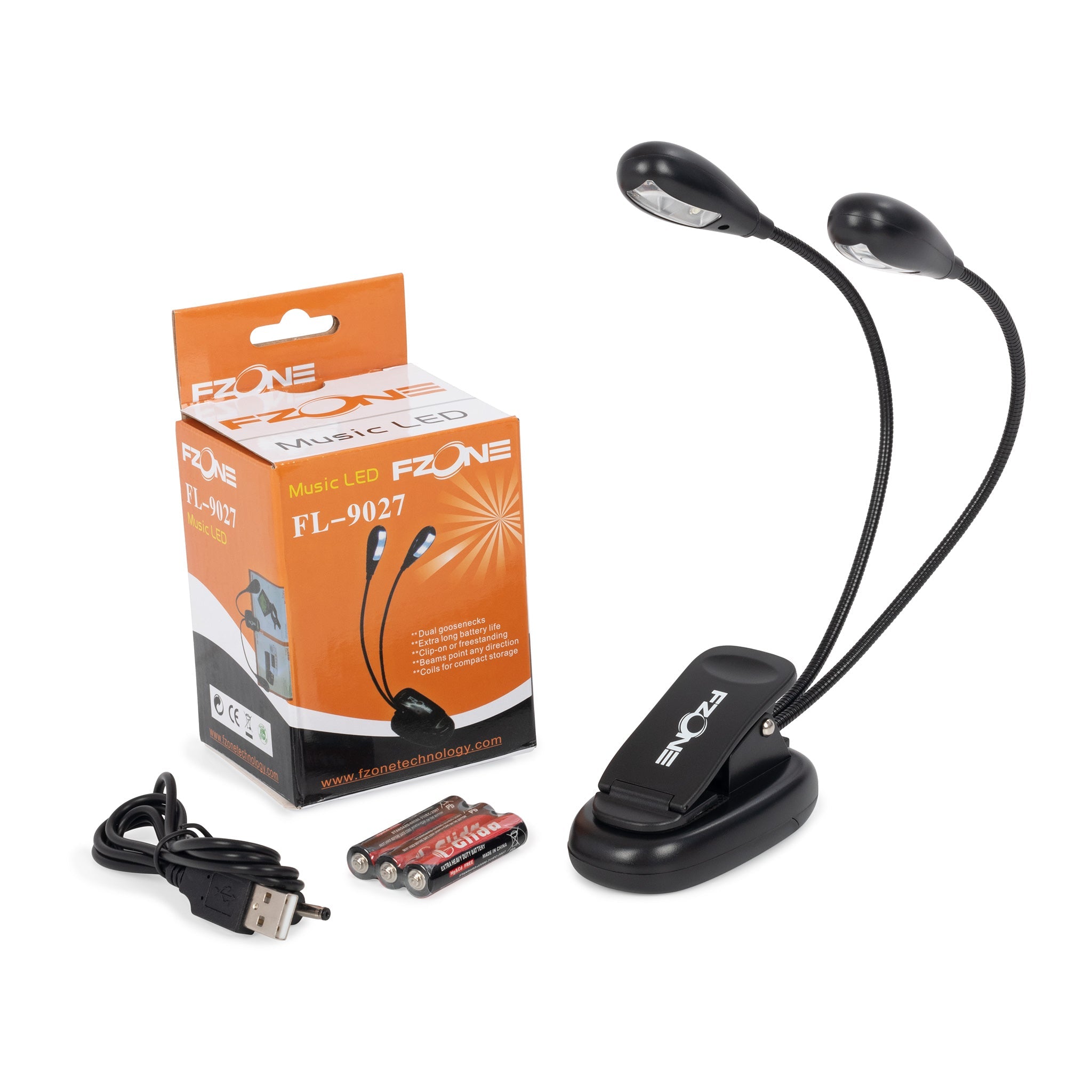 FZone clip on LED double music stand light