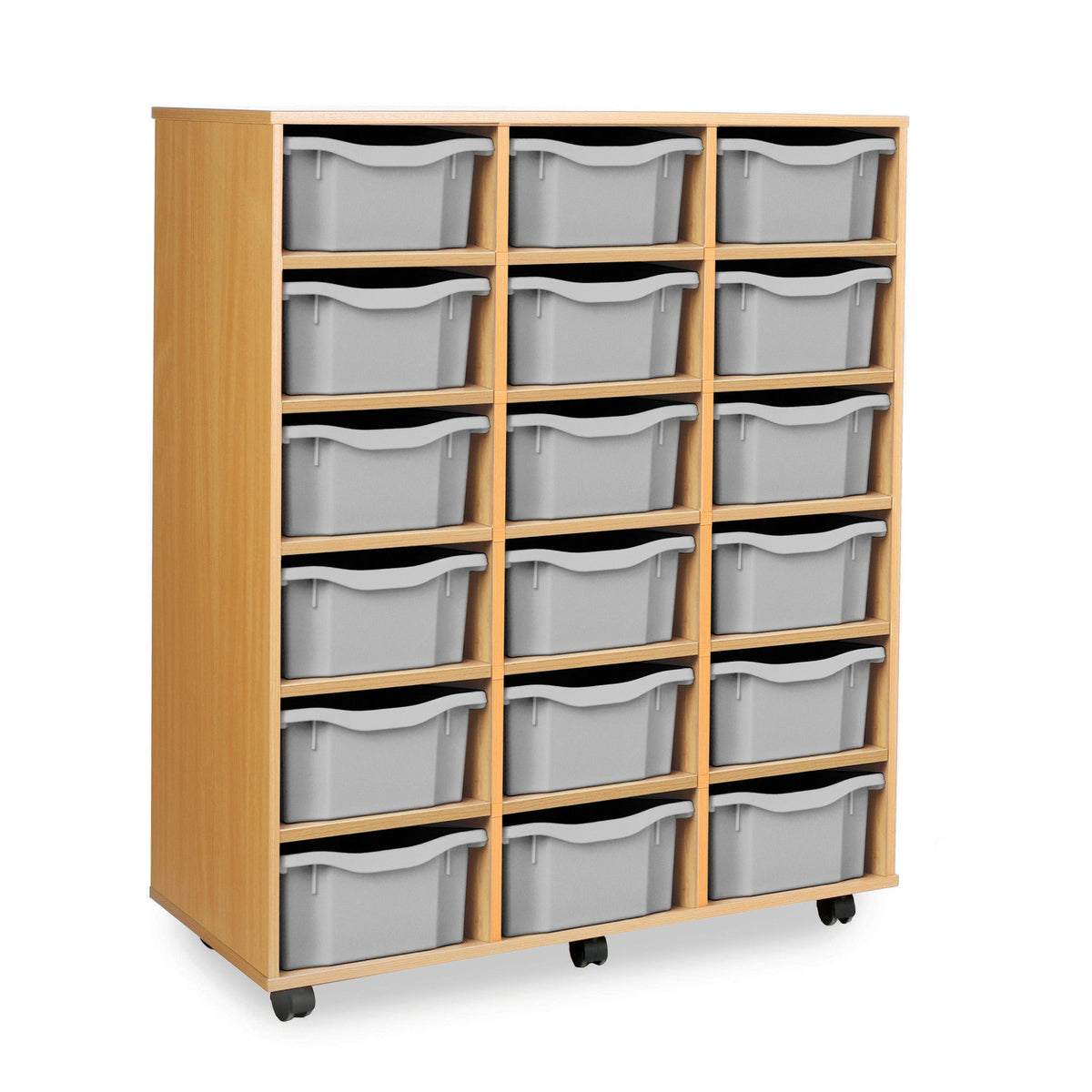 Monarch 18 double tray storage unit (3 x 6) – Light grey