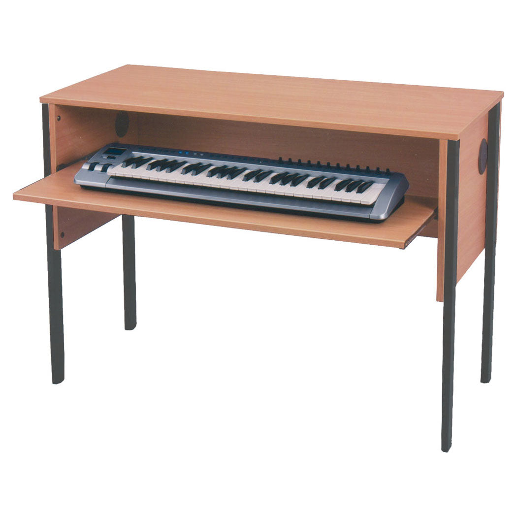 Monarch EF6003 keyboard desk – Beech with graphite grey steel legs