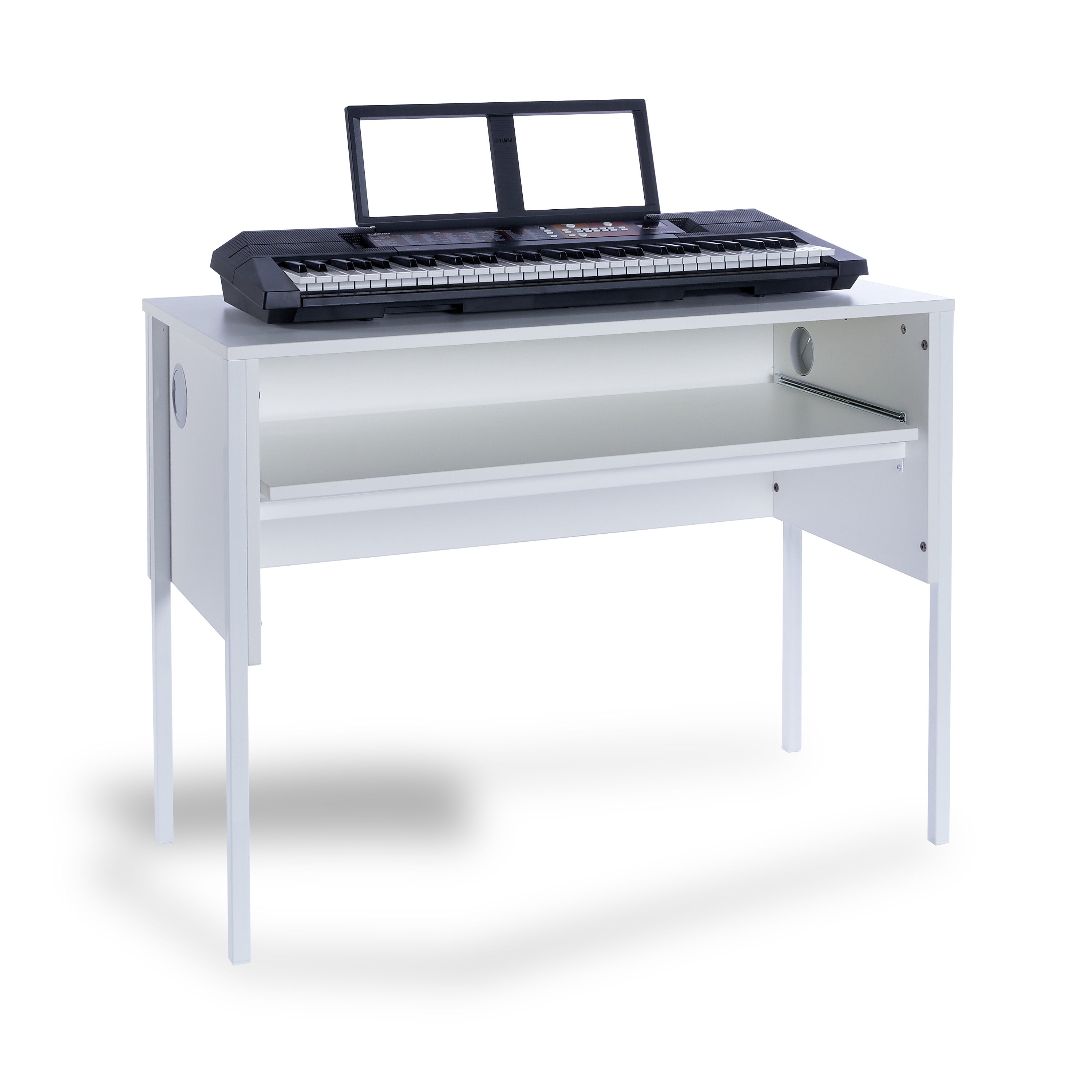 Monarch EF6003 keyboard desk – White with white steel legs