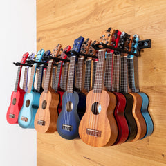 Ukulele wall hanger for up to 25 ukuleles – Black