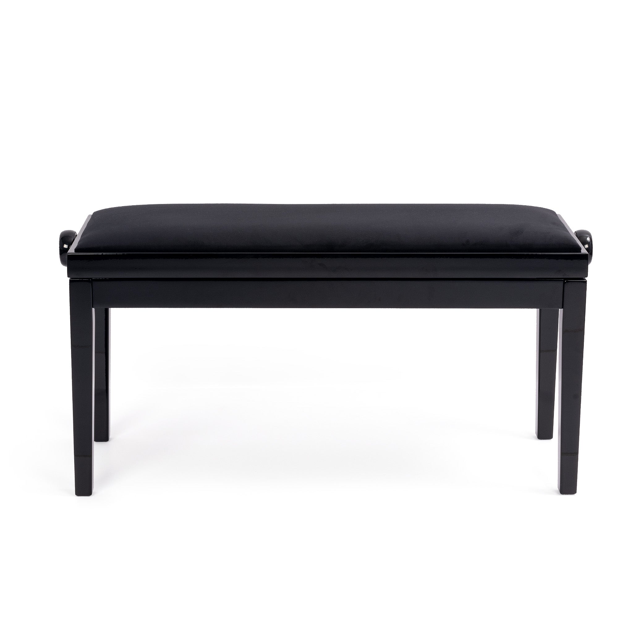 Hidrau BG270 'Geneva' adjustable duet piano stool – Black gloss, black velvet