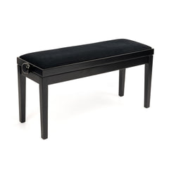 Hidrau BG270 'Geneva' adjustable duet piano stool – Black satin, black velvet