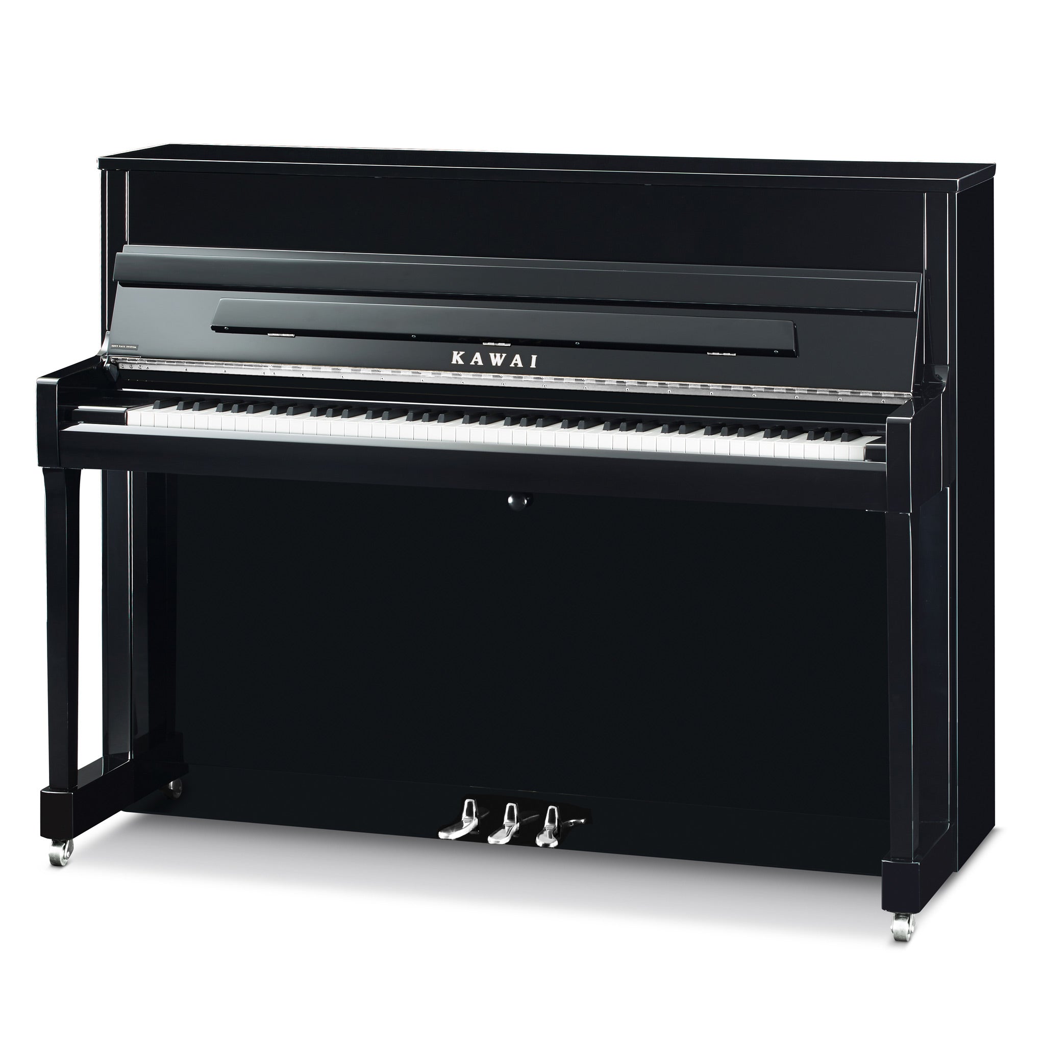 Kawai K-200 upright piano – Polished Ebony, Silver Fittings