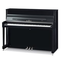 Kawai K-200 upright piano – Polished Ebony, Silver Fittings