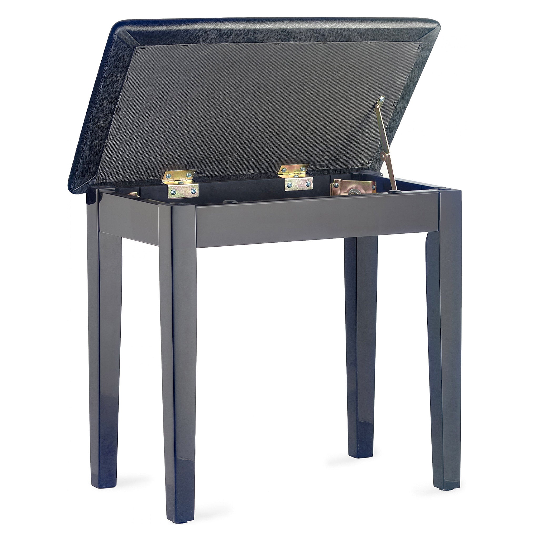 Stagg PBF23 fixed height piano stool with music storage – Black gloss