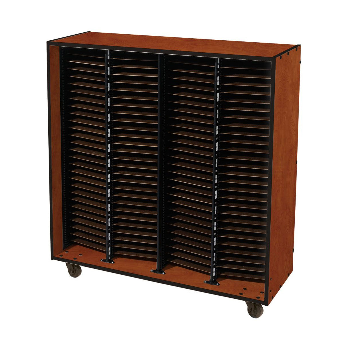Wenger mobile choral folio cabinet without doors – 112 shelves